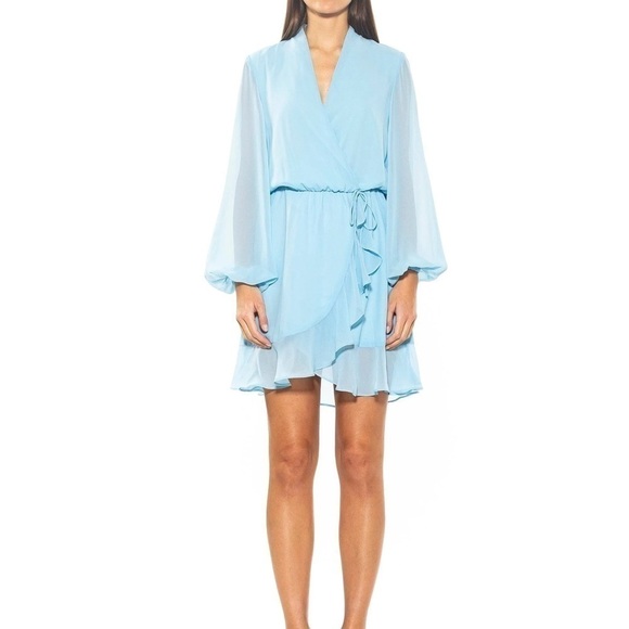 𝅺ALEXIA ADMOR Kathlyn Blouson Ruffle Skirt Mini Dress in light blue - Picture 14 of 14